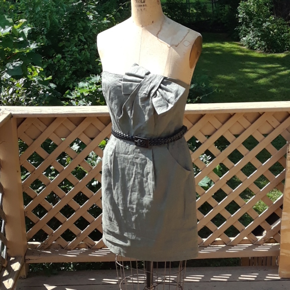 NEW cute bow summer dress M/8 Linen & Fully lined